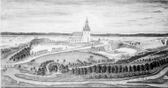 Utsikt från Hushagen mot St. Tuna kyrka